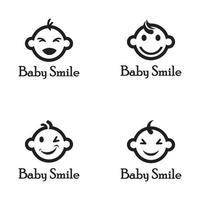 linda plantilla de logotipo de sonrisa de cara de bebé feliz vector