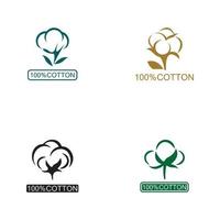 Icono 100% algodón. algodón orgánico natural, etiquetas vectoriales de algodón puro. Ilustración de vector de logotipo