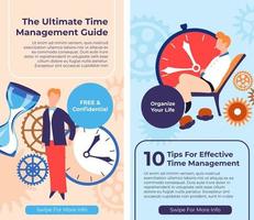 Ultimate time management guide, tips on website vector