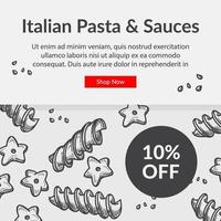 pastas y salsas italianas, tienda online con comida vector