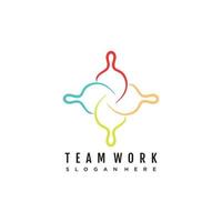 Team work logo with creative design premium vector
