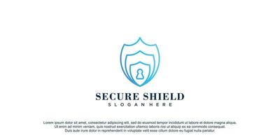 Shield logo with secure key concept design vector icon illustration