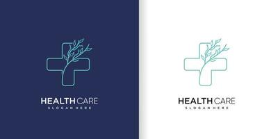 logotipo médico con ilustración de vector de icono de diseño de elemento floral