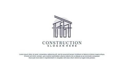 logotipo de construcción con ilustración de vector de icono de diseño de lineart