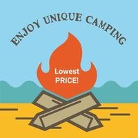 Enjoy unique camping lowest price, travel banner vector