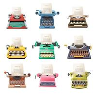 Vintage typing machines, old printing industry vector