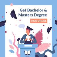 Get bachelor and master degree, online education vector