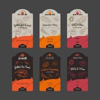 Grill and bbq beef label, symbol design set vector