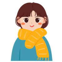 cartoon girl wearing scarf. cute girl drawing for profile picture png