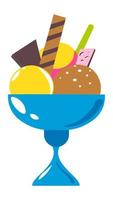 Ice cream in cup, frozen dessert with cookies vector