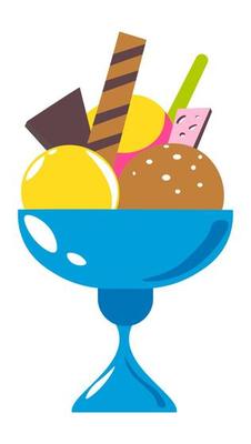 Ice cream in cup, frozen dessert with cookies