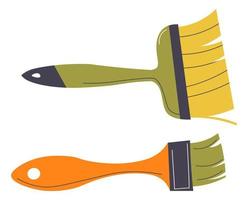 Paintbrushes with bristle, wooden handles vector