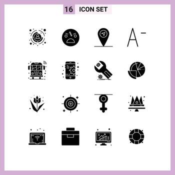 Group of 16 Modern Solid Glyphs Set for configuration smart zombie public font Editable Vector Design Elements