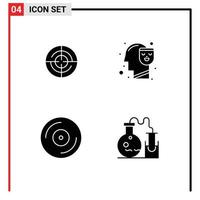 4 Universal Solid Glyph Signs Symbols of define dj navigation happy turntable Editable Vector Design Elements