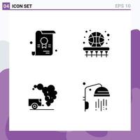 Stock Vector Icon Pack of 4 Line Signs and Symbols for certificate environment ball game pollution Editable Vector Design Elements