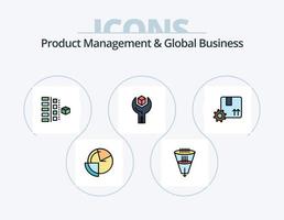 la gestión de productos y la línea de negocio global llenaron el paquete de iconos 5 diseño de iconos. rápido. ciclo. sdk. ágil. producción vector