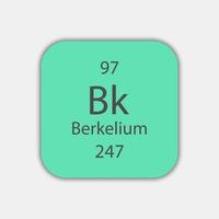 símbolo de berkelio. elemento químico de la tabla periódica. ilustración vectorial vector