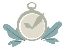 temporizador o reloj con follaje decorativo, fecha límite vector