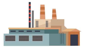 Factory or facility exterior, buildings and pipes vector