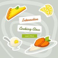 Interactive cooking class, preparing food lessons vector