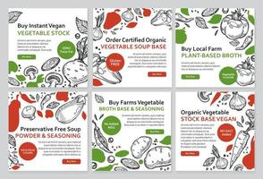 Vegetable stock promotion at social media set vector