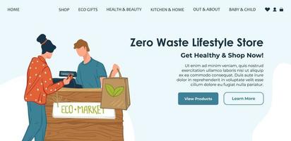 Zero waste lifestyle store, eco market shop web vector