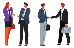 Business meeting or negotiation, people handshake vector