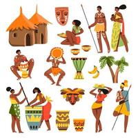 African culture and traditions people tribes vector