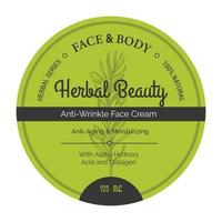 Face and body, herbal beauty anti aging cream vector