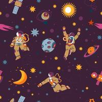 Astronaut in spacesuit exploring galaxy universe vector