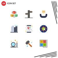 Modern Set of 9 Flat Colors Pictograph of mobile location message office estate Editable Vector Design Elements