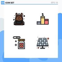 Universal Icon Symbols Group of 4 Modern Filledline Flat Colors of bag battery position tablet solar Editable Vector Design Elements