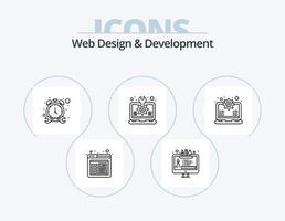 diseño web y línea de desarrollo icon pack 5 diseño de iconos. marcador. expediente. motor. documento. archivo vector