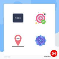 Flat Icon Pack of 4 Universal Symbols of end location scene success computing share Editable Vector Design Elements