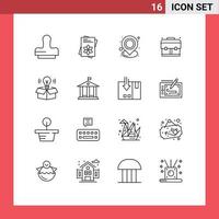 16 Thematic Vector Outlines and Editable Symbols of idea box location school bag Editable Vector Design Elements