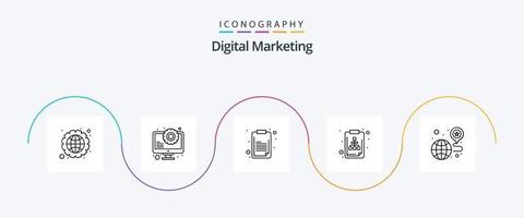 paquete de iconos de la línea 5 de marketing digital que incluye la ubicación. expediente. portapapeles. documento. archivo vector