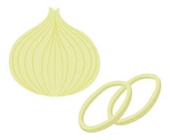 Sliced onion, chopped vegetable cooking meals vector