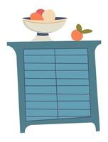 Drawers for kitchen, bowl with fruits and veggies vector