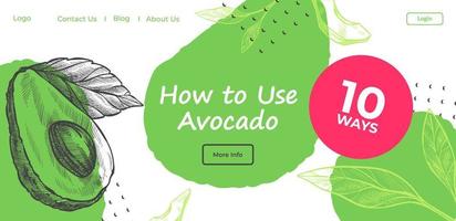 cómo usar el aguacate, diez formas de usar fruit web vector