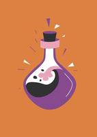 Magic potion in bottle with cap, elixir or spell vector