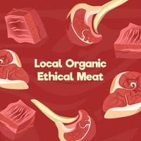 Local organic ethical meat product, butchery shop vector