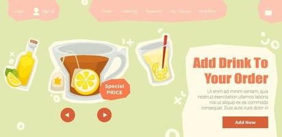 Add drink to your order, special price website vector