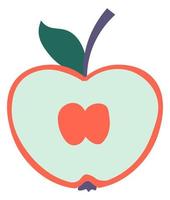 Halved apple with leaf, organic nutritious snack vector