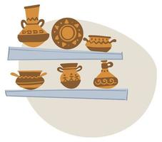 antigua cultura azteca y jarras de patrimonio material vector