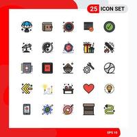 conjunto de 25 iconos modernos de la interfaz de usuario signos de símbolos para el evento pago comercial aprobado reloj elementos de diseño vectorial editables vector