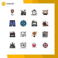 Mobile Interface Flat Color Filled Line Set of 16 Pictograms of dress clothe clock accessories ruler Editable Creative Vector Design Elements