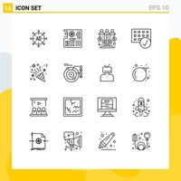 Modern Set of 16 Outlines Pictograph of gadget connected mother computers sponsor Editable Vector Design Elements