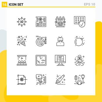 Modern Set of 16 Outlines Pictograph of gadget connected mother computers sponsor Editable Vector Design Elements