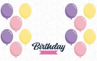 Happy Birthday lettering text banner with balloon Background vector