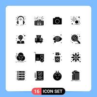 16 Universal Solid Glyph Signs Symbols of delivery science finance meteor ui Editable Vector Design Elements